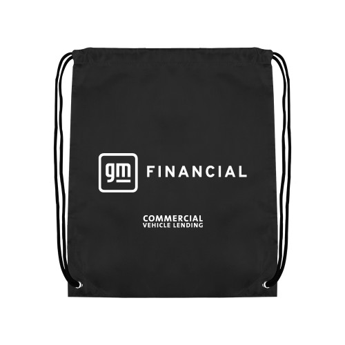 Black Drawstring Backpack-GM Financial Horizontal