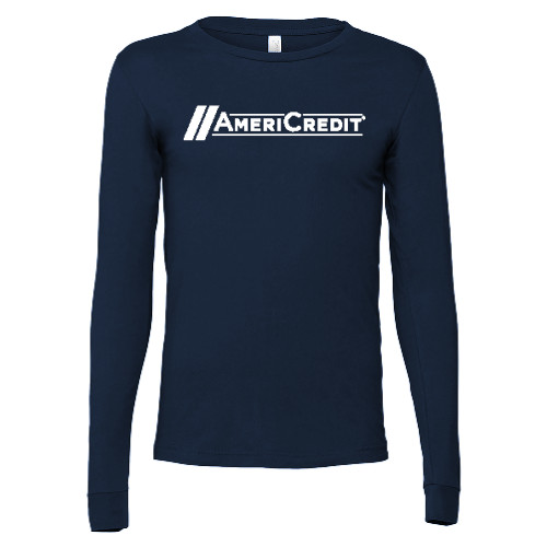 Bella + Canvas Navy Jersey Cotton Long Sleeve T Shirt-AmeriCredit