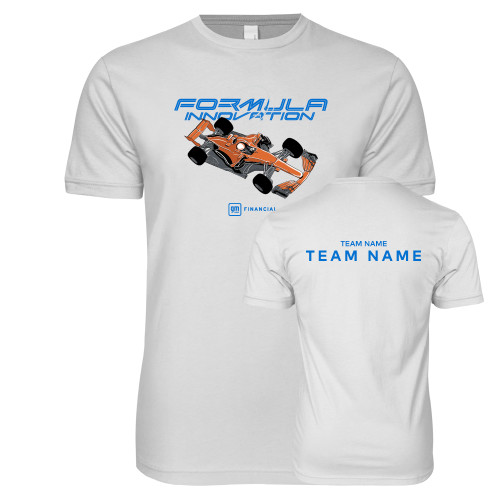 Next Level White SoftStyle T Shirt-Formula Innovation Orange Design 2