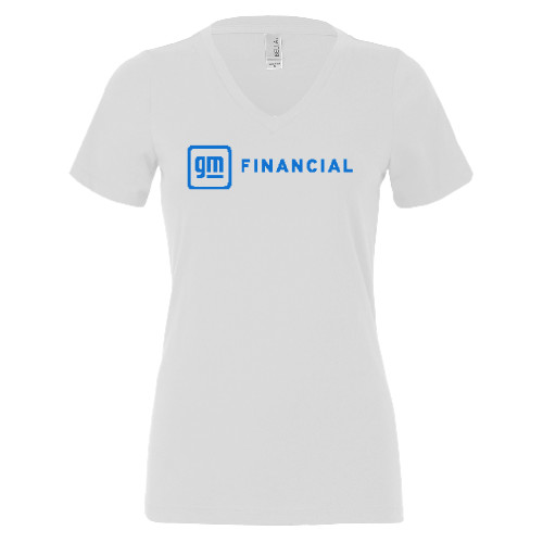 Bella + Canvas Womens White V Neck Cotton T Shirt-GM Financial Horizontal