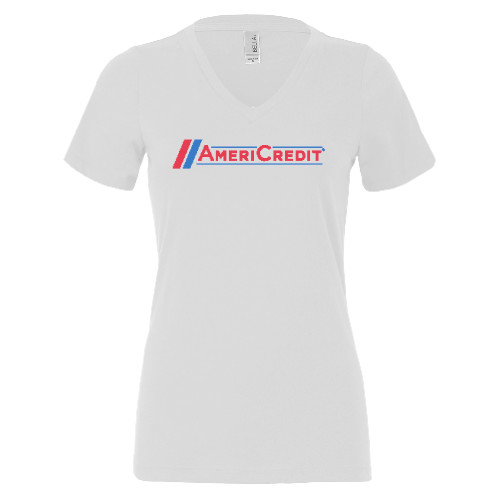 Bella + Canvas Womens White V Neck Cotton T Shirt-AmeriCredit
