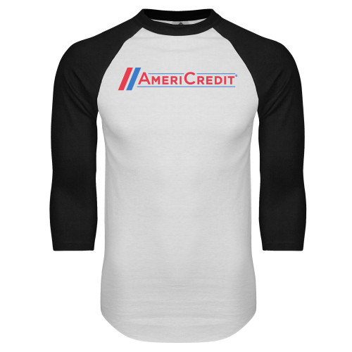 White/Black Raglan Baseball T Shirt-AmeriCredit