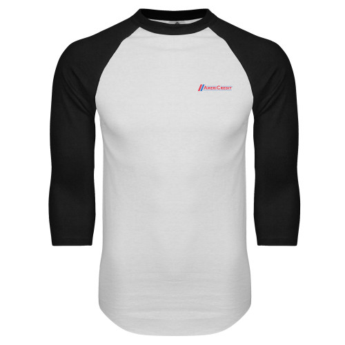 White/Black Raglan Baseball T Shirt-AmeriCredit