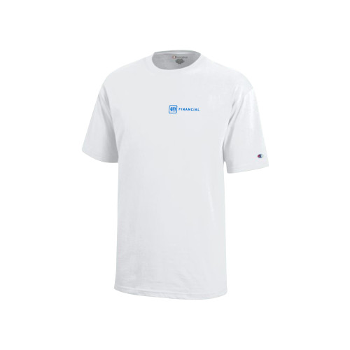 Champion Youth White Short Sleeve Tee-GM Financial Horizontal