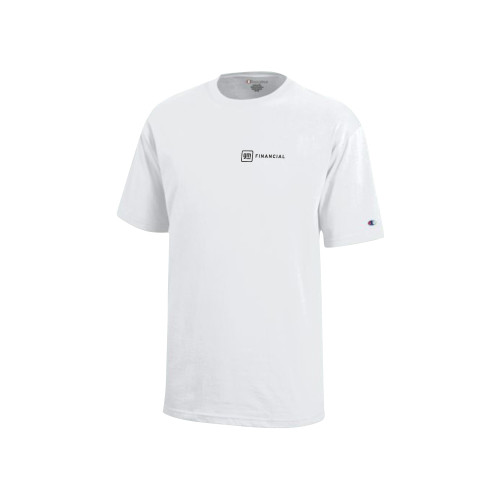 Champion Youth White Short Sleeve Tee-GM Financial Horizontal