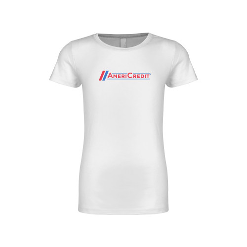 Next Level Girls White Fashion Fit T Shirt-AmeriCredit