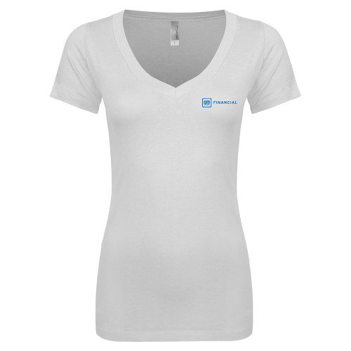 Next Level Womens White Ideal V Tee-GM Financial Horizontal