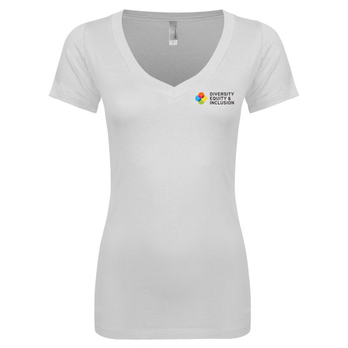 Next Level Womens White Ideal V Tee-Diversity Equity and Inclusion
