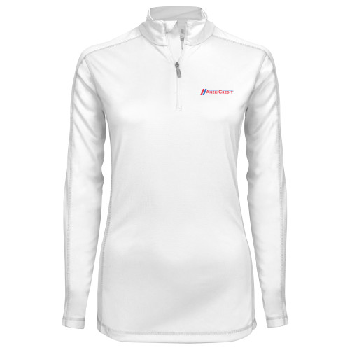 Syntrel Womens White Interlock 1/4 Zip-AmeriCredit