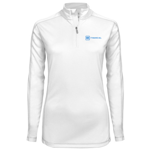 Syntrel Womens White Interlock 1/4 Zip-GM Financial Horizontal