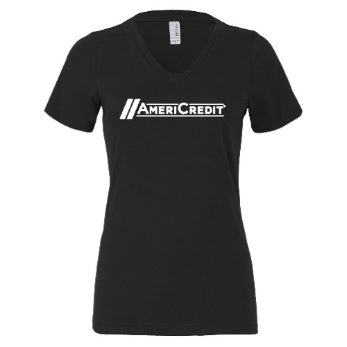 Bella + Canvas Womens Black V Neck Cotton T Shirt-AmeriCredit