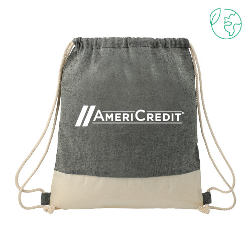 Split Recycled Cotton Natural/Black Drawstring Bag-AmeriCredit