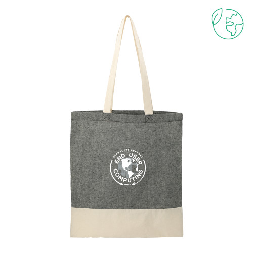 Split Recycled Black Cotton Twill Convention Tote-ONE IT
