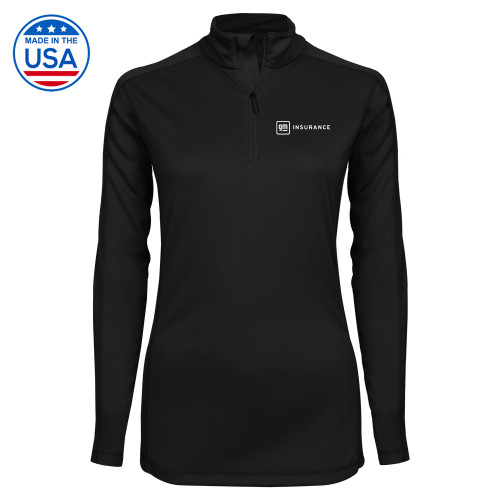Syntrel Womens Black Interlock 1/4 Zip-General Motors Insurance