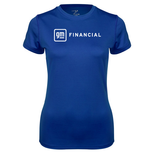 Womens Royal Performance Tee-GM Financial Horizontal