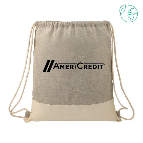 Split Recycled Cotton Grey/Natural Drawstring Bag-AmeriCredit