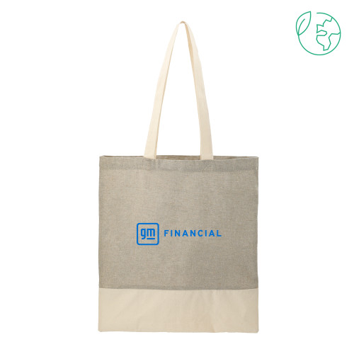 Split Recycled Grey Cotton Twill Convention Tote-GM Financial Horizontal