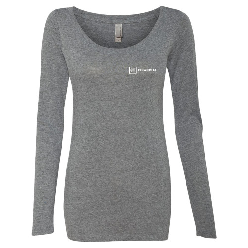 Next Level Womens Heather Grey Triblend Long Sleeve Scoop Tee-GM Financial Horizontal