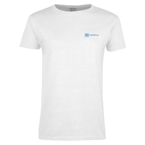 Womens White Short Sleeve Tee-GM Financial Horizontal