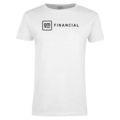 Womens White Short Sleeve Tee-GM Financial Horizontal