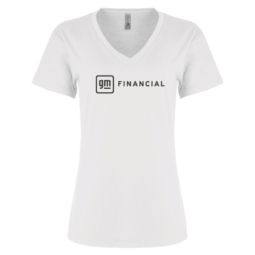 Next Level Womens White Cotton V Neck Tee-GM Financial Horizontal