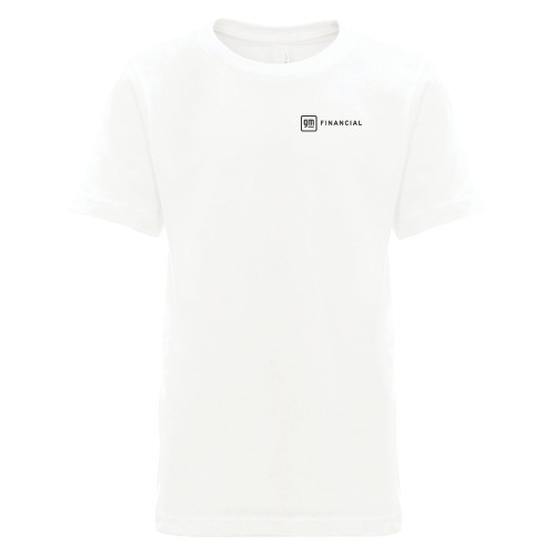 Next Level Youth White Cotton Tee-GM Financial Horizontal