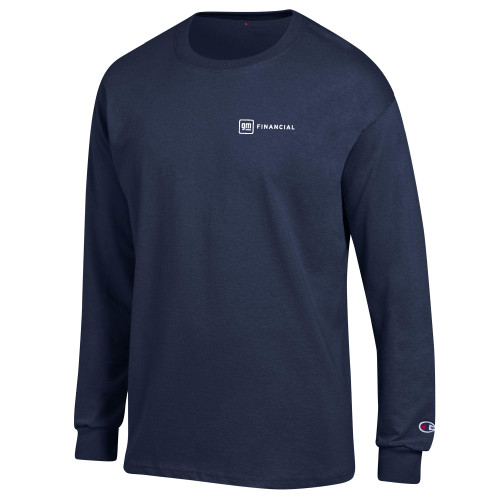 Champion Navy Long Sleeve T Shirt-GM Financial Horizontal