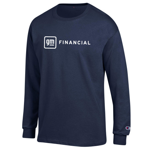 Champion Navy Long Sleeve T Shirt-GM Financial Horizontal