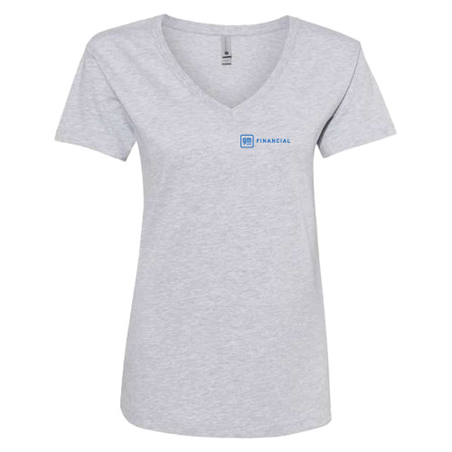 Next Level Womens Heather Grey Cotton V Neck Tee-GM Financial Horizontal