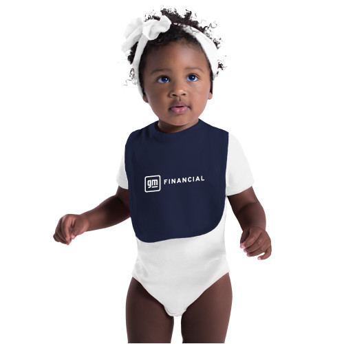 Navy Baby Bib-GM Financial Horizontal
