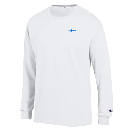 Champion White Long Sleeve T Shirt-GM Financial Horizontal