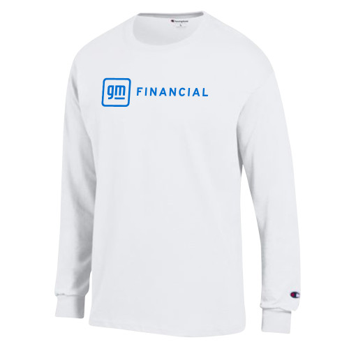Champion White Long Sleeve T Shirt-GM Financial Horizontal