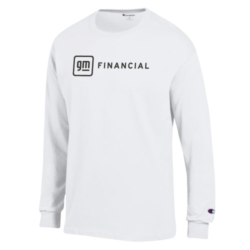 Champion White Long Sleeve T Shirt-GM Financial Horizontal