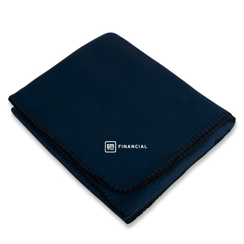 Navy Arctic Fleece Blanket-GM Financial Horizontal