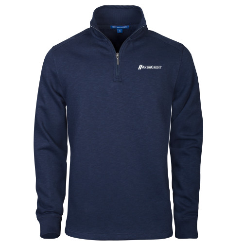 Navy Slub Fleece 1/4 Zip Pullover-AmeriCredit