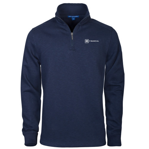 Navy Slub Fleece 1/4 Zip Pullover-GM Financial Horizontal