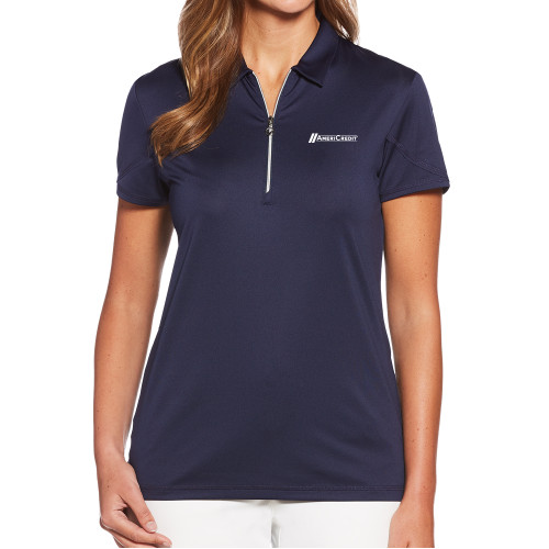 Callaway Womens Navy Tulip Sleeve Zip Polo-AmeriCredit