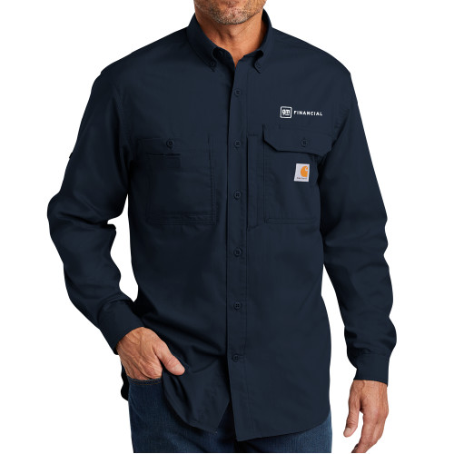 Carhartt Force Ridgefield Navy Long Sleeve Shirt-GM Financial Horizontal