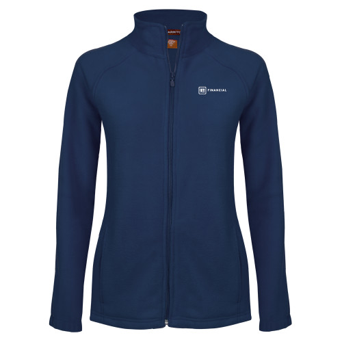 Womens Navy Fleece Full Zip Jacket-GM Financial Horizontal
