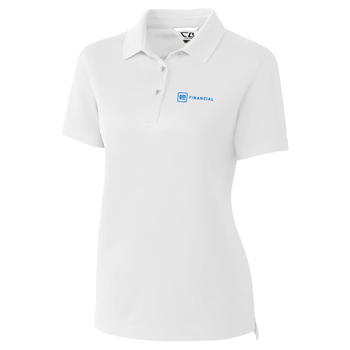 C&B Womens White Advantage Polo-GM Financial Horizontal
