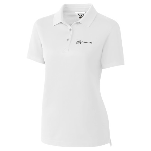 C&B Womens White Advantage Polo-GM Financial Horizontal