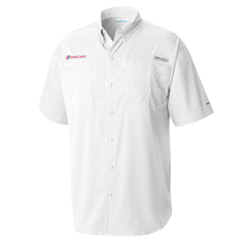Columbia White Tamiami Performance Short Sleeve Shirt-AmeriCredit