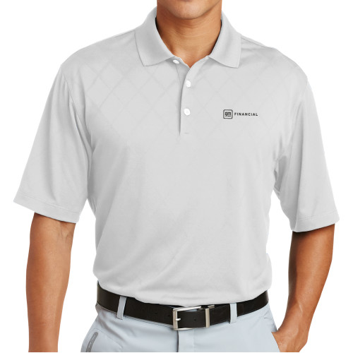 Nike Dri Fit White Cross Over Texture Polo-GM Financial Horizontal