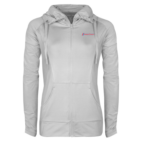Womens White Sport Wick Stretch Full Zip Jacket-AmeriCredit