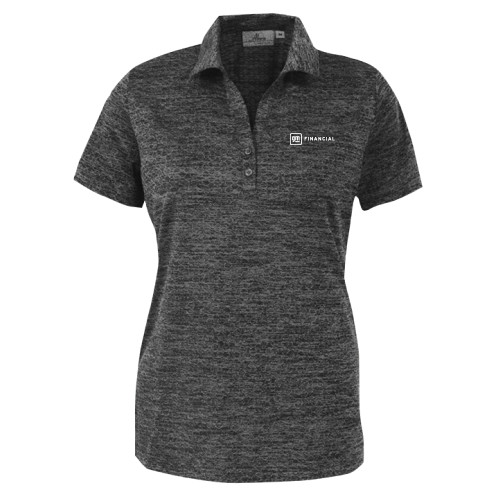 Womens Charcoal Honeycomb Jacquard Polo-GM Financial Horizontal