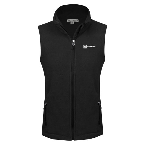 Womens Black Fleece Full Zip Vest-GM Financial Horizontal