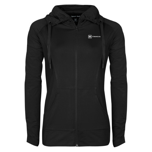 Womens Black Sport Wick Stretch Full Zip Jacket-GM Financial Horizontal