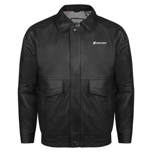 Black Buffed Bomber Jacket-AmeriCredit