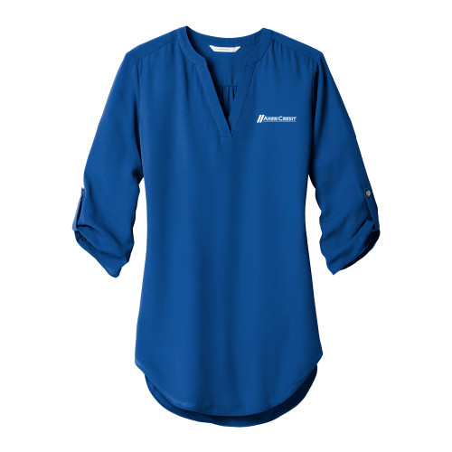 Womens Royal 3/4 Sleeve Tunic Blouse-AmeriCredit