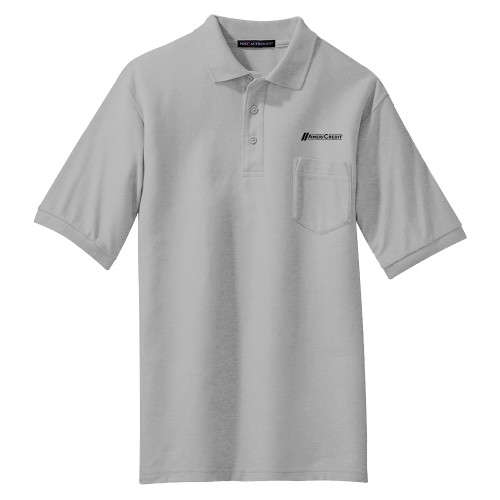 Grey Silk Touch Polo w/ Pocket-AmeriCredit